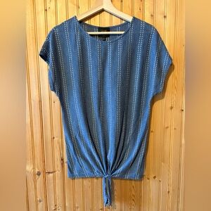 W5 Blue Tie-Front Blouse with White Dots